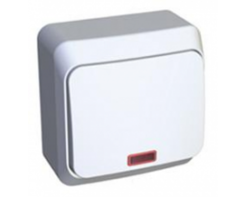 Lexel Этюд Белый Выключатель кнопочный с подсветкой, наружный (KA10-002B), -01, KA10-002B