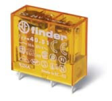 Finder Миниатюрные PCB-реле;выводы/шаг 5мм/; Контакты AgNi; 1CO 10A; катушка DC/24V (405190240000)